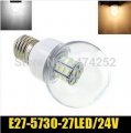 24v e27 7w led 27led 5730 smd warm white /white light globe bulb lamp zm00832