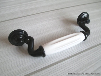 4 1/2" porcelain dresser drawer handles pulls knobs ceramic / black white kitchen cabinet handle pull furniture hardware 115 mm [Door knobs|pulls-1089]