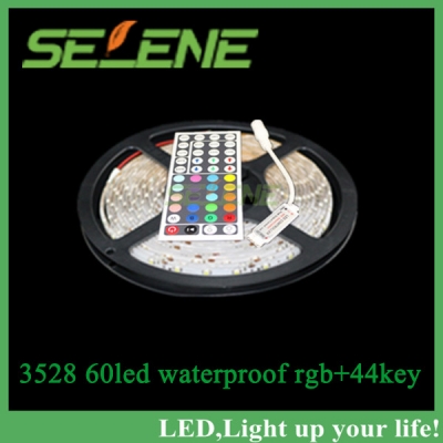 5m rgb waterproof led strip 3528 smd dc12v 5m 300led +44key mini remote control led controller for home decoration