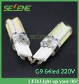 5pcs silicone g9 220v 6w 3014 smd 64 led crystal lamp corn bulb droplight chandelier cob spotlight cool/warm white 360 degree