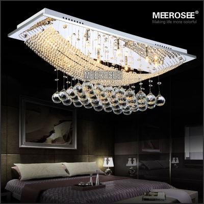 8 lights crystal chandelier light fixture rectangle clear crystal lustre lamp g4 for dining room, meeting room md5018 [crystal-ceiling-light-2604]