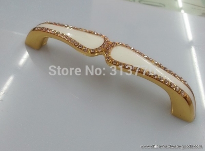 96mm white & gold color k9 crystal glass handles [Door knobs|pulls-1280]