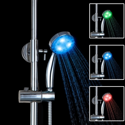 chrome finish multi-color led hand shower abs round top spray bathroom handheld shower head d05 [hand-shower-3908]