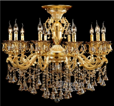 classic luxurious gold crystal chandelier lighting large crystal lustre hanging lamp for foyer md8713 d840mm h820mm