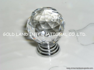 d20mm transparent crystal glass cabinet handles and knobs/crystal multi-faceted cutting knob