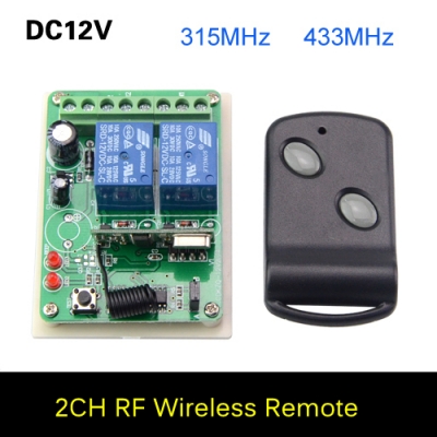 dc 12v 10a 2 ch 2ch channel rf wireless remote control switch 315 mhz 433 mhz transmitter receiver 3 working modes self-locking [learning-remote-control-4500]