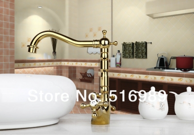 double handles golden bathroom bathtub tap faucet mixer 8632k [golden-3837]