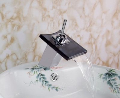 e_pak 8223/1 black glass waterfall spout faucets mixers & taps singlehandle bathroom chrome basin faucet [worldwide-free-shipping-9608]