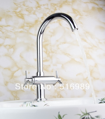 e-pak brand new concept swivel kitchen faucet polished chrome mixer double handles tap tree323 [worldwide-free-shipping-9821]