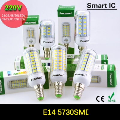 e14 led lamp 5730 220v led light bulb 24led 36led 48led 56led 69led 72led 81led 89leds lampada led crystal chandelier spotlight [5730-smart-ic-corn-series-946]