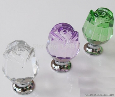 flower rose crystal sparkle glass kitchen cabinet knobs handles furniture door knob pulls 100pcs /fedex dropping