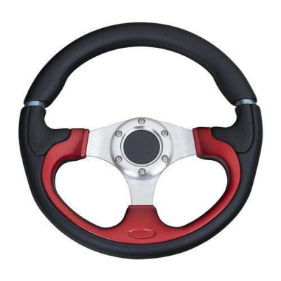 hello car steering wheel black red pu hole-digging breathable q27 slip-resistant universal supplies car accessories [new-7321]