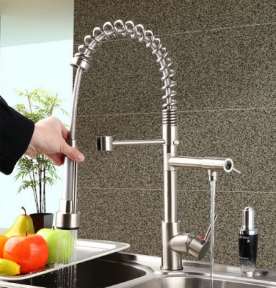 hello kitchen torneira cozinha 8525-3/20 pull-out spray 360 degrees swivel spout kitchen faucet brushed nickel tap mixer faucet [pull-out-amp-swivel-kitchen-8050]