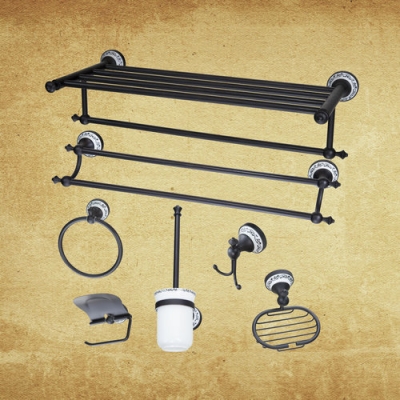 hello towel rack,towel ring,paper holder,toilet brush holder,frosted glass cup,oil rubbed bronze b5143 bathroom accessories [bathroom-shelves-2041]