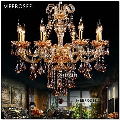 high class k9 crystal chandelier amber glass pendelleuchte light fixtures candle chandelier lustre 8 lamps md6609 [glass-chandeliers-3602]