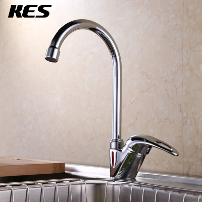 kes l3010c brass single lever kitchen sink faucet goose neck, chrome