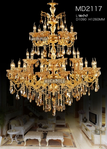 large 3 tiers gold crystal chandelier lighting big cristal lustres light fixture 28 arms chandelier crystal for el md2117
