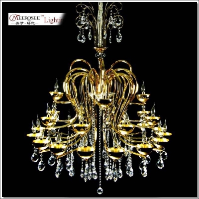 large gold wrought iron crystal chandeliers lighting with 28 arms md69118g-l16+8+4