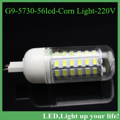 led corn light bulb lamp, 56led smd 5730 18w 220v g9 5730smd 56led led bulb warm white /white, ,10pcs/lot