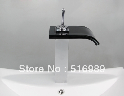 modern black glass waterfall romantic bathroom washing basin sink faucet tap new deck mount single handle nb-014