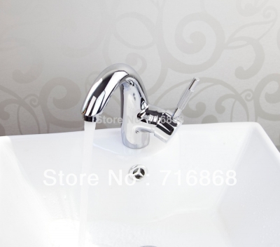 morden style waterfall spout faucet and cold device chrome finish bathroom basin sink mixer tap c-006