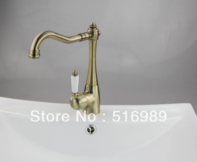new bathroom basin sink faucet swivel spout mixer tap vanity faucet antique brass mak119 [antique-brass-1210]