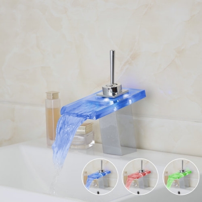 short deck mounted waterfall led light bathroom glass chrome 8003/12 vessel vanity wash basin sink torneira tap mixer faucet