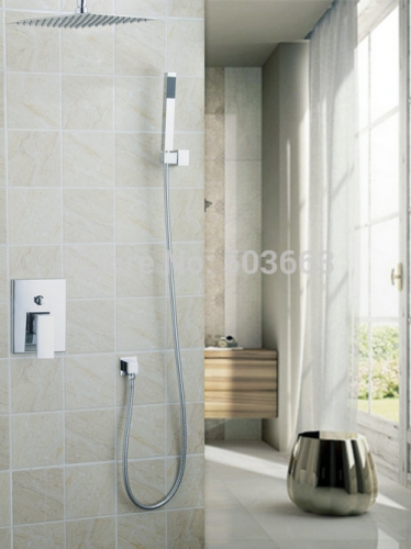 soild brass valve 10" ultrathin square rain handheld shower head set 57704a battub chrome basin sink shower set tap mixer faucet