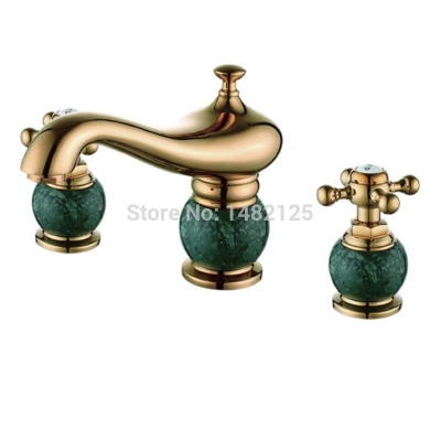 unique design marble stone wide spread bathroom faucet torneira [basin-faucet-151]