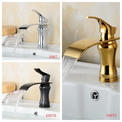 waterfall bathroom faucet soild copper oil rubbed bronze chrome and gold finish vessel sink tap mixer