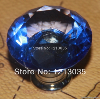 10pcs 30mm blue diamond crystal glass pull handle cabinet drawer knob