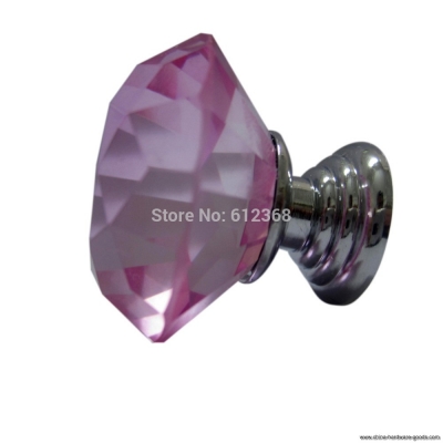 10pcs aluminum alloy glass crystal sparkle cabinet drawer door pulls knobs handle color pink