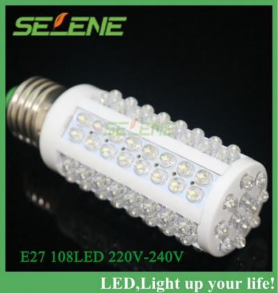 1pc e27 220v warm white 9w ultra bright 108 led corn light bulb lamp 360 degree worldwide [smd3528-2835-8621]