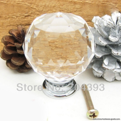 2pcs 40mm round glass knobs and handles cabinet kitchen dresser drawer knob door crystal kids