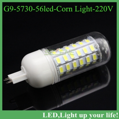 2pcs/lot smd 5730 g9 ac220v-240v 18w led bulb lamp 56leds warm white/white 5730 smd led corn bulb candle light, [smd5730-8762]