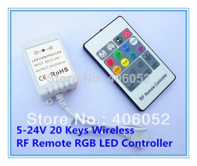 5-24v 20 keys wireless rf remote rgb led controller mini led strip dimmer for led strip 5050 3528 4set/lot [led-controller-5027]
