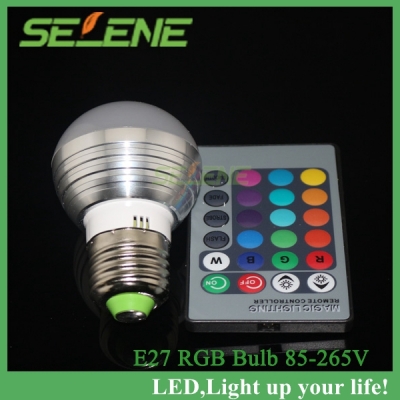 50pcs 3w rgb e27 16 colors led light bulb lamp spotlight led lighting bulb 85-265v + ir remote control [led-bulb-lamp-4672]