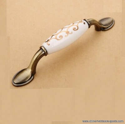6228-qj 96mm 3.78" ceramic flower wardrobe cupboard knob drawer door pulls handles [Door knobs|pulls-1047]