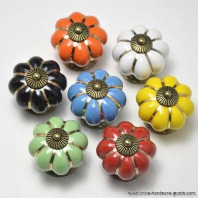 7 colors pumpkin cabinet knob ceramics furniture handle drawer handle [Door knobs|pulls-2640]