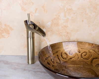 96104-2 luxury construction & real estate antique brass bathroom basin sink vessel single lever brass mixer tap faucet [antique-brass-1166]