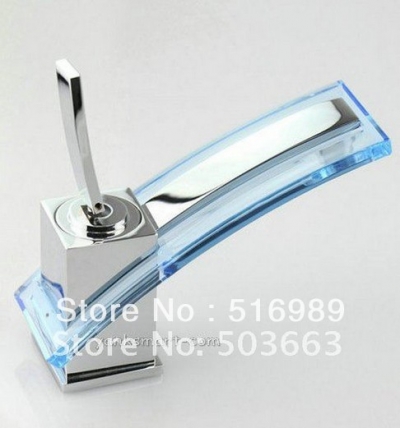 beautiful bathroom kitchen new style brass chrome sink waterfall glass basin mixer tap faucet a-042