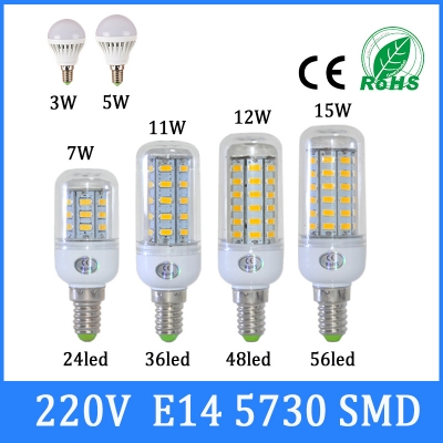 bombillas led bulb e27 5730 smd 5630 lamparas 3w 5w 7w 9w 12w 15w lampada g9 led lamp e14 220v ampoule warm white/white light [e14-led-bulbs-3196]