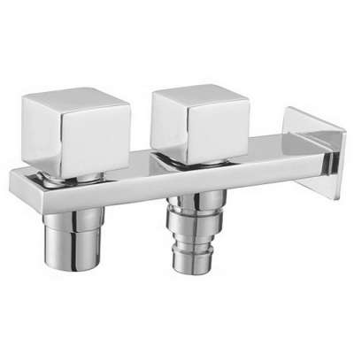 chrome finish double head soild brass long wall mount washing machine tap sc420 [bathroom-accessory-1507]