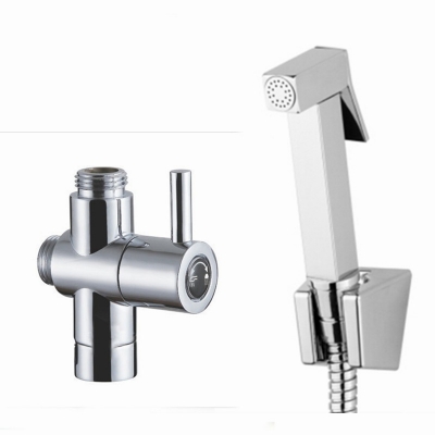 copper chrome hand held bidet spray shower set + water diverter bidet spray gun [bidet-faucet-2140]