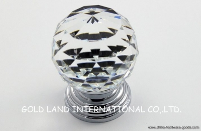 d20mm pure brass k9 crystal glass furniture knob/copper base drawer knob