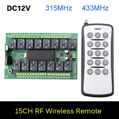 dc12v 10a 15 ch 15ch channel rf wireless remote control switch 315 mhz 433 mhz transmitter receiver 3 working modes self-locking [learning-remote-control-4501]