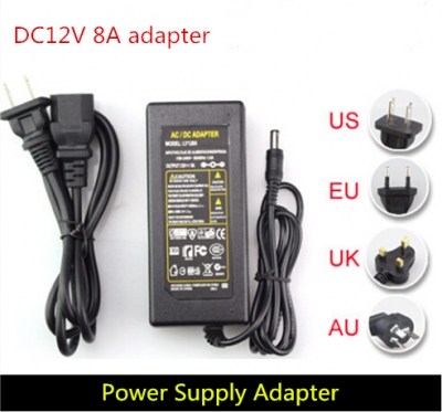 dc12v 8a led strip power supply for 5050 3528 3014 5630 led strip tape ac / dc adapter converter with eu us uk au plug [led-strip-power-adapter-6287]