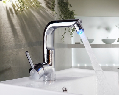 e-pak 8043/5 /cold water led deck mounted single handle chrome finish bathroom basin mixer tap faucet