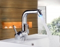 e-pak no battery / water power 3 color led waterfall faucet 4 basin mixer tap con-l804