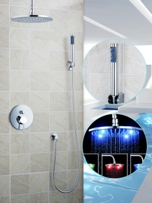 hello bathroom chrome shower set torneira do chuveiro solid brass led 10" shower head 50247-22b/00 rain bath shower set